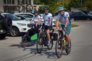 Ride for Farley cyclists returning from their ride.